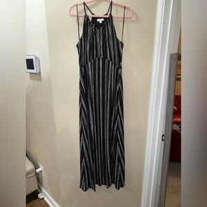 Elegant Black and White Striped Dress